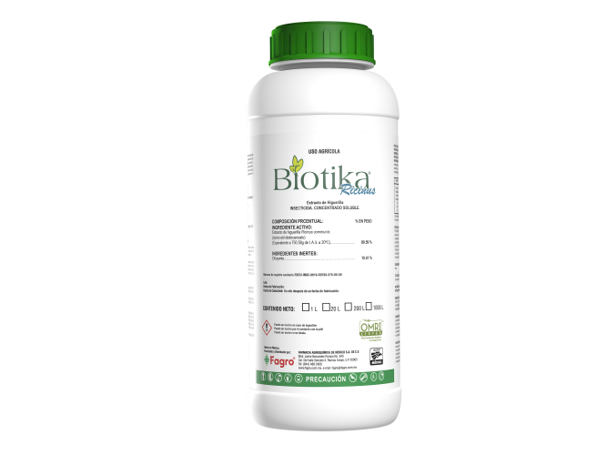 Biotika Ricinus Extracto de higuerilla.
Insecticida. Concentrado Soluble