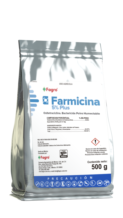 Farmicina 5% Plus Oxitetraciclina. Bactericida Polvo Humectable