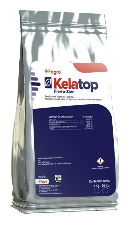 Kelatop FeZn Fertilizante orgánico. Sólido