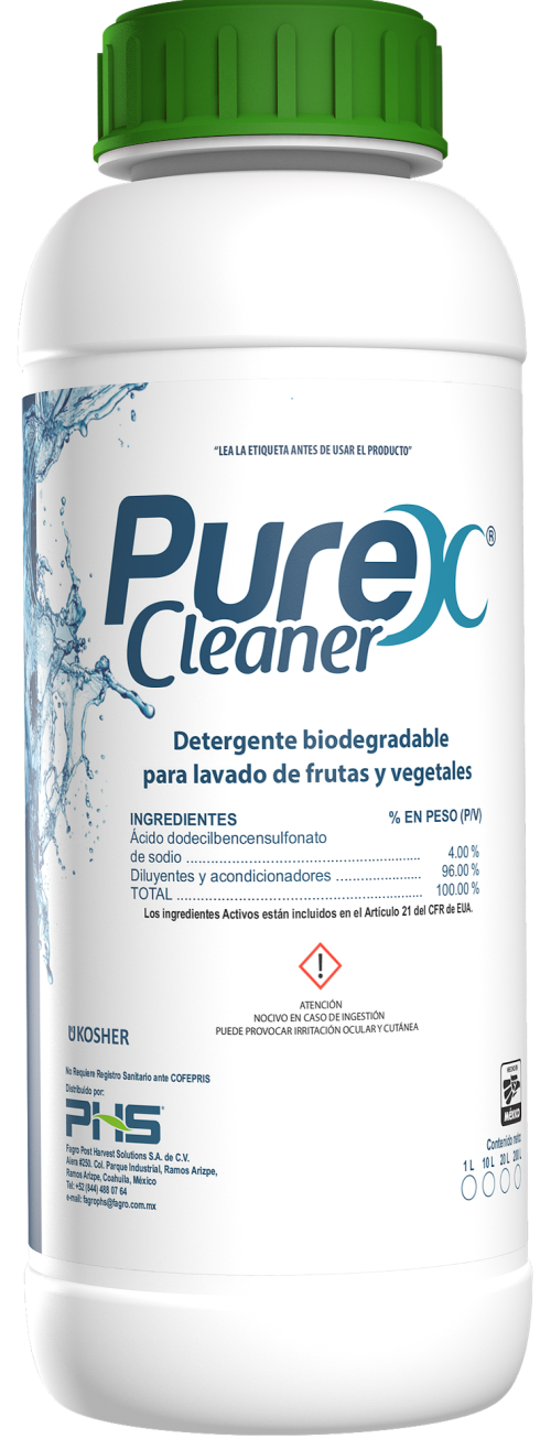 Purex Cleaner Purex Cleaner es un detergente concentrado biodegradable. Está diseñado para el lavado de frutas y hortalizas.