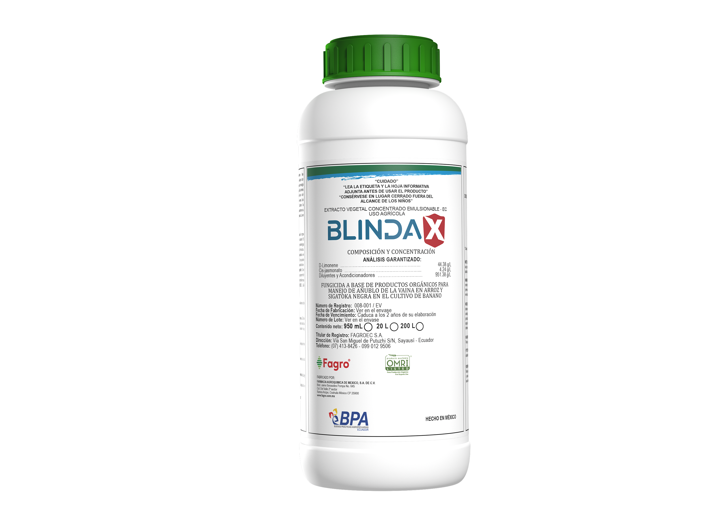 Blindax Fungicida líquido. Compuesto a base de productos orgánicos.